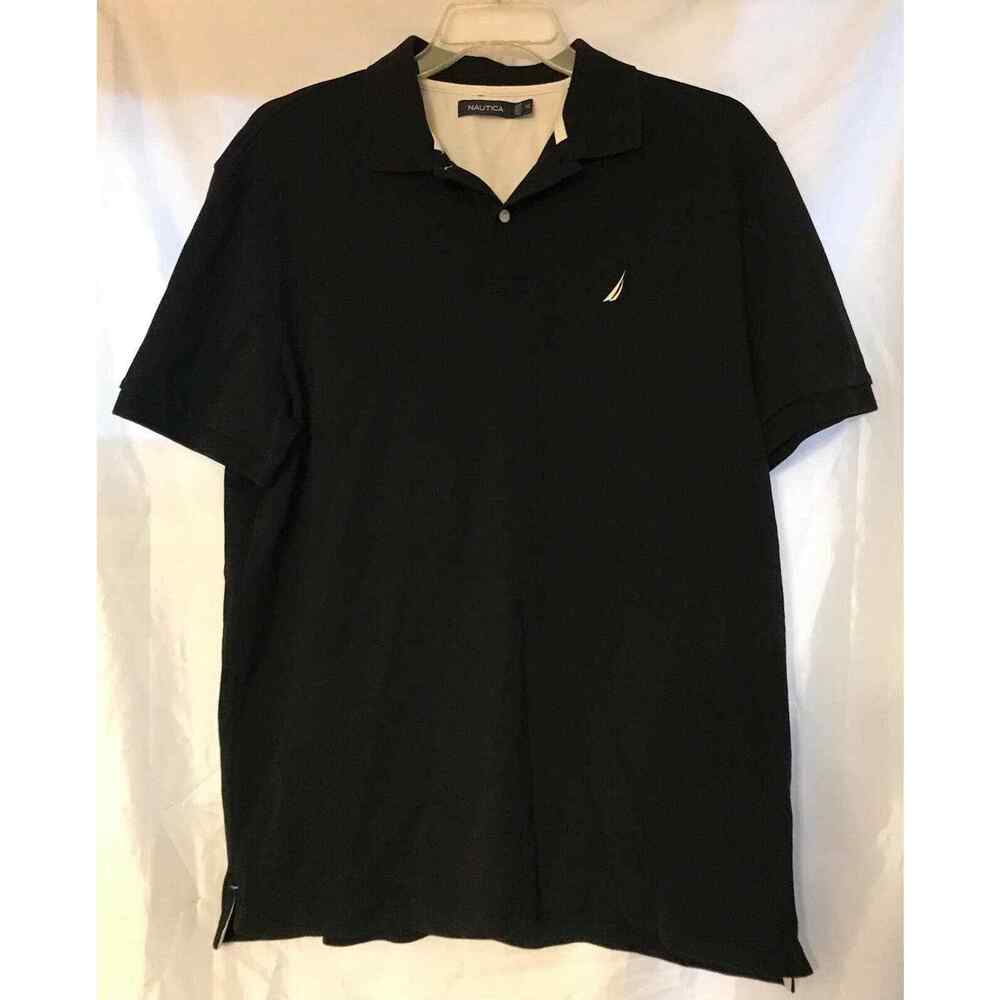 Nautica Polo Shirt Size XL 100% Cotton Black Gently Used Christmas